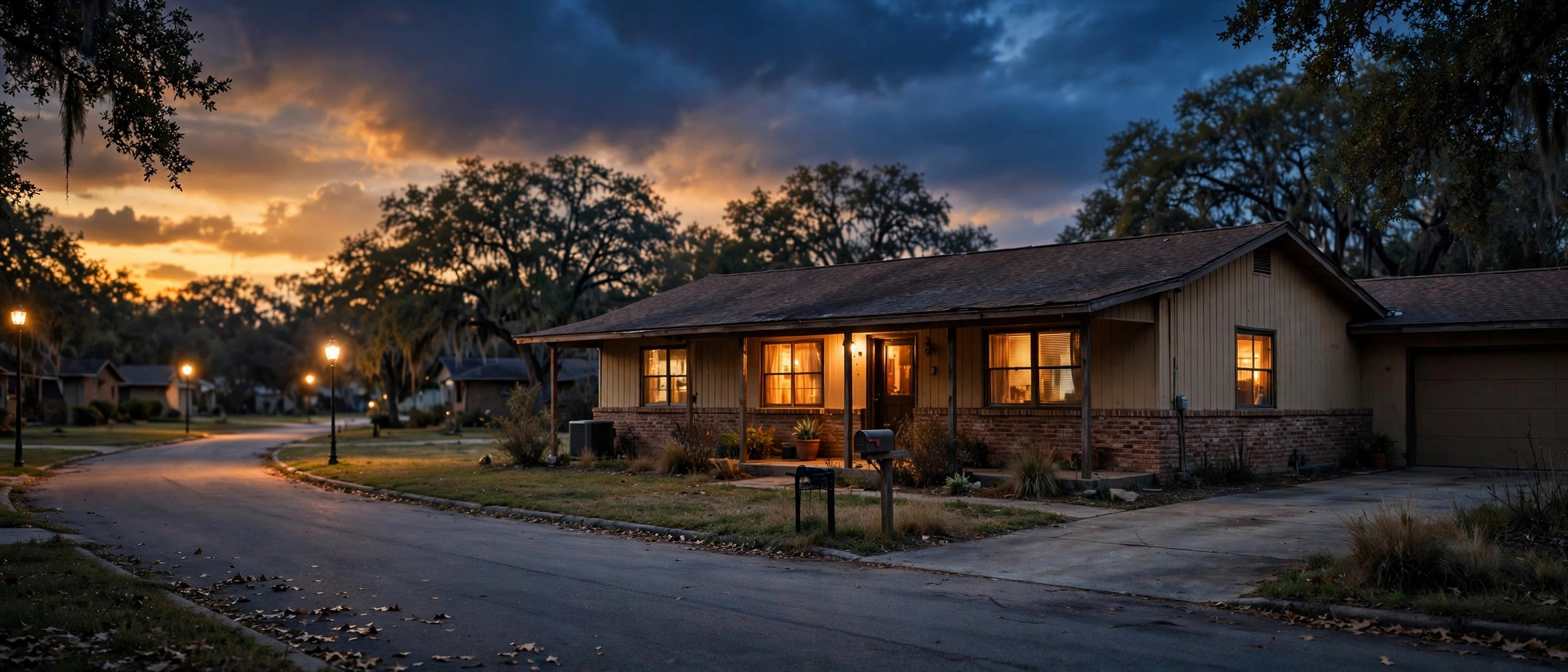 Texas home at dusk